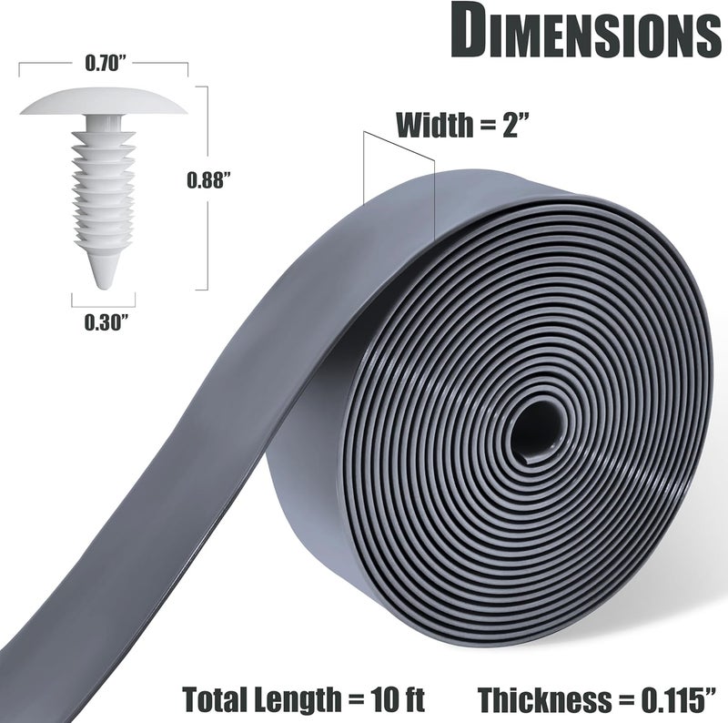 Lumpro Vinyl Straps for Patio Chair Repair Kit 2'' Wide 10 Ft Long Replacement Straps + 10 Free Rivets for Outdoor Lawn Furniture Chaise Lounge Repair (Grey) - Image 2